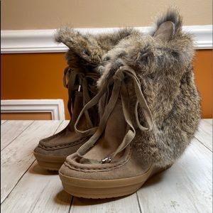 Coach Scout Sahara Suede Boots With Rabbit Fur 7.5